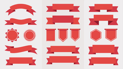 red ribbons and banners for labels and signs