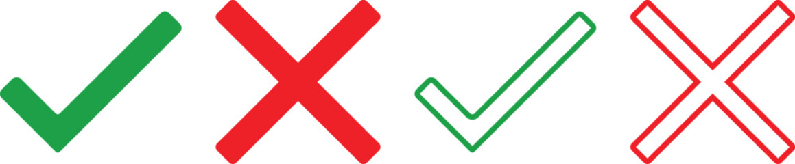 Right tick mark and red cross icon vector illustration. © uniqueartr