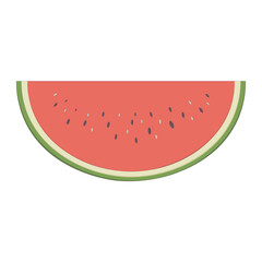 Slice or half of red watermelon Summer red fruit illustration