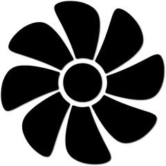 Black fan blade icon simple vector illustration representing airflow and cooling isolated on white background for graphic design