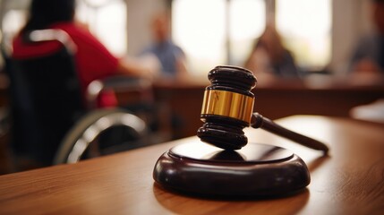 Judge Gavel in Courtroom Symbolizing Justice and Legal System