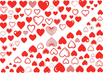 Red heart pattern background isolated on transparent background