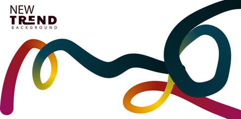 Modern abstract background with colorful flowing lines on white surface