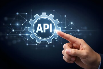 API Application Programming Interface concept, Businessman touching API software development tool on virtual screen.