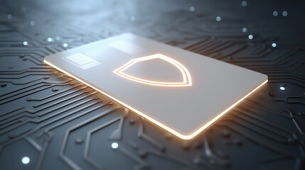 Close-up of a secure computer chip mounted on a circuit board representing cybersecurity technology.