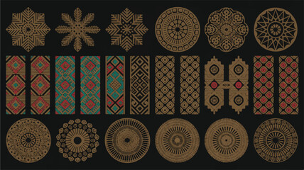 set of ornate mandala designs and geometric patterns