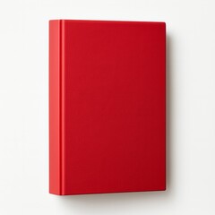 A simple, closed, bright red hardcover book on a white background