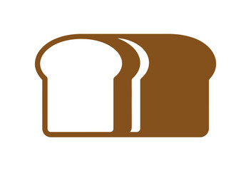 A graphic illustration of two slices of brown bread on a white background.
