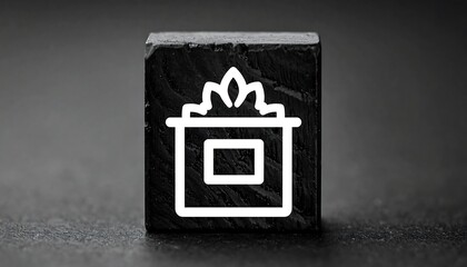Minimalist Black Cube with White Gift Icon on Dark Background.