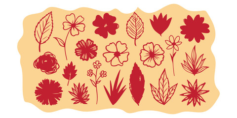 Seamless vector illustration of an abstract autumn floral background featuring a nature pattern with orange maple leaves and brown foliage for seasonal wallpaper design