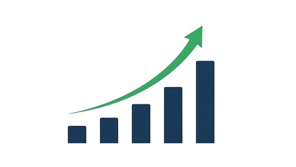 Green arrow on navy blue business graph