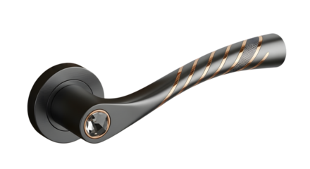 Elegant door handle with wood and metal design, interior detail and style