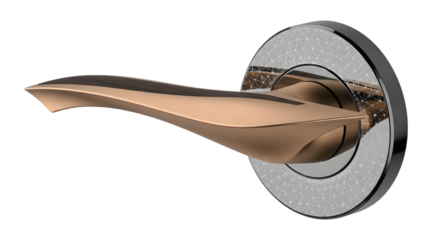 Stylish door handle with round base isolated on white background