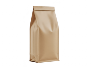 Standing brown paper bag isolated on transparent background