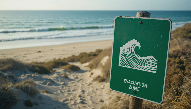tsunami tidal wave sign for evacuation