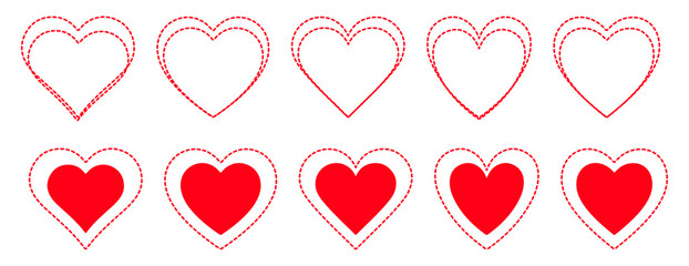 Minimalist red heart symbol on a white background featuring a romantic love icon and vector illustration element for Valentine's Day decoration or holiday card design