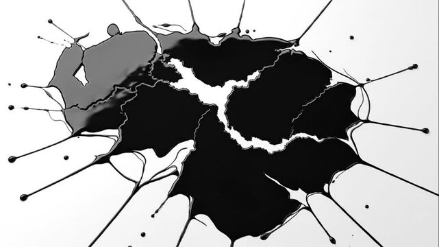 Abstract Artistic Map of China in Black and White with Dynamic Ink Splashes, Suitable for Cultural, Geographic, and Creative Design Projects