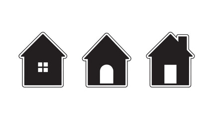 Fototapeta premium House Icons Set in Simple Flat Design with Black Color on White Background for Web Graphics