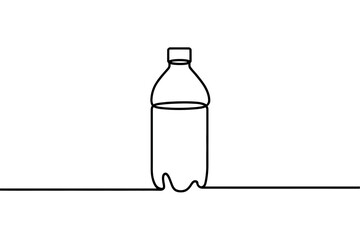 A simple line drawing of a plastic water bottle on a white background.