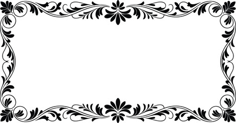 Ornate black floral scrollwork border design on white background, ornamental vector
