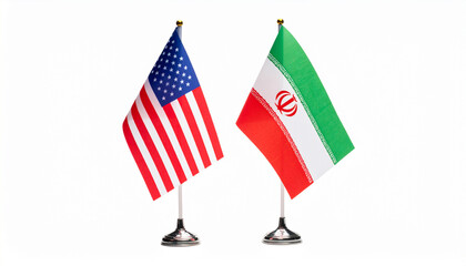 Conflict between USA and Iran represented with flags