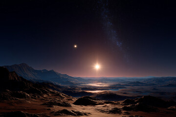 Alien Planet with Binary Star System