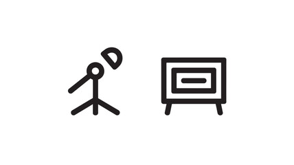 Studio Recording Equipment in Minimalist Black Silhouette on White Background for Music Production