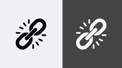 Interconnected links symbol in minimalist design with bold black and white colors on contrasting backgrounds for branding