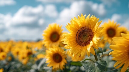 Obraz premium Sunflower field adventure open landscape nature photography vibrant colors daytime joyful moments