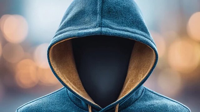Silhouette of Mystery: A person cloaked in a hooded jacket, their face obscured by shadow, creates a mysterious and intriguing image, leaving the viewer to ponder the unknown.