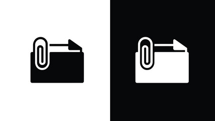Folder Icon in Minimalist Design with High Contrast Black and White Color on Simple Background for UIUX