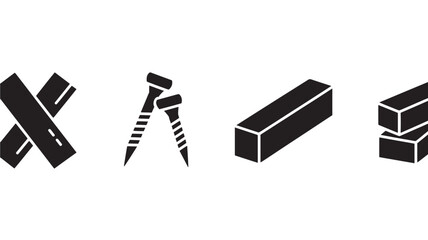 Pencil and Eraser Silhouettes in Minimalist Style with Solid Black Color on White Background for Stationery Design