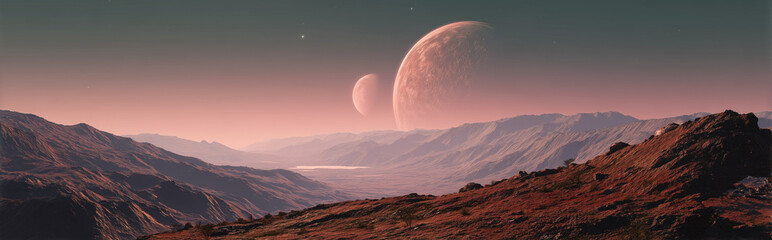 Alien Planet with Binary Star System