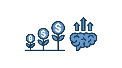 Growing investment in financial growth with dollar sign plants in simple flat design for finance and business