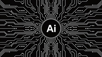 Artificial intelligence concept with circuit board and Ai text