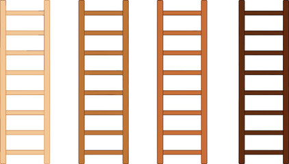 Set of wooden ladders in various shades, simple construction illustration showcasing different wood tones for home improvement, safety tools, and design concepts © Golapi Expressive
