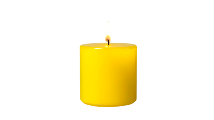 yellow glass candle with white wax isolated on transparent background 
