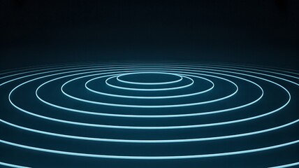 Glowing blue concentric circles on dark background