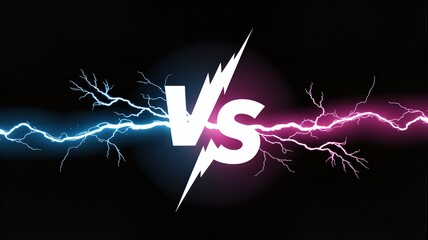 Dramatic lightning bolts with VS symbol on black background