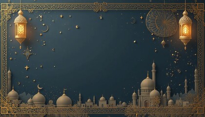 Ramadan kareem style editable template background minimalist and islamic style eid mubarak iftar party