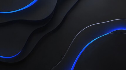 Abstract dark blue neon waves, background design, website header