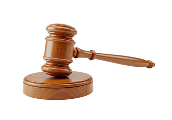 A wooden judge gavelon on a transparent background, png