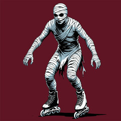 illustration of a mummy suitable for inline skating