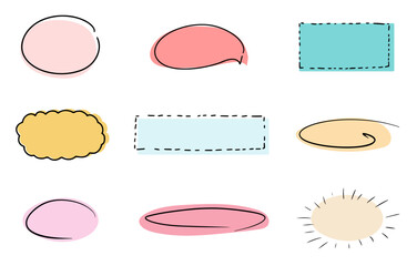 Cute and elegant handwriting frame for text. Pen line scribble or doodle. Title border frame.