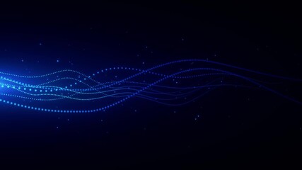  abstract blue background with wave lines and particles animation, futuristic ai technology and science social media motion background - Powered by Adobe