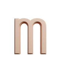 A stylized, metallic letter "m" with a smooth, curved design and a reflective surface.