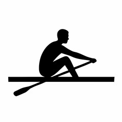 Man Rowing A Boat In A Sleek Illustration,