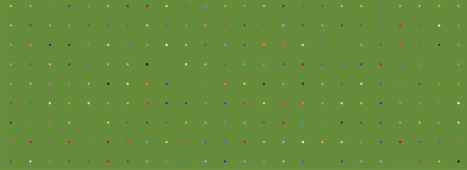 Colorful dotted pattern on green background dots multicolored