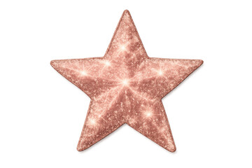 Obraz premium Rose gold star with glitter texture glowing, shining brightly on transparent background, symbol of celebration and success