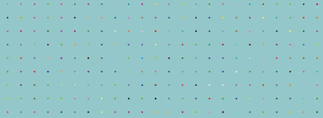 Colorful dotted pattern on light blue background dots multicolored